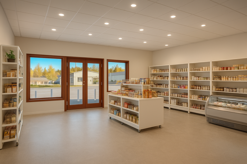 Butiksinredning med öppen planlösning
